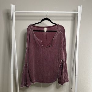 We the Free People | Dahlia Thermal Shirt Top | washed mauve pink